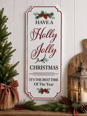 Have a Holly Jolly Christmas Metal Wall Sign 20.5" Farmhouse Decor NWT